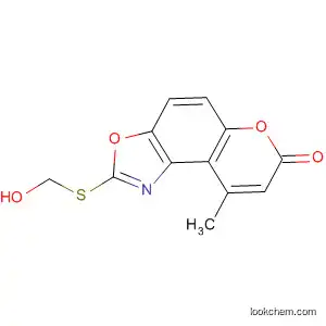 Molecular Structure of 88518-98-3 (7H-Pyrano[3,2-e]benzoxazol-7-one, 2-[(hydroxymethyl)thio]-9-methyl-)