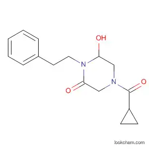 Molecular Structure of 88519-13-5 (Piperazinone, 4-(cyclopropylcarbonyl)-6-hydroxy-1-(2-phenylethyl)-)