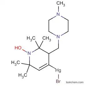 Molecular Structure of 88521-32-8 (Mercury,
bromo[1,2,3,6-tetrahydro-2,2,6,6-tetramethyl-3-[(4-methyl-1-piperazinyl)
methyl]-1-oxy-4-pyridinyl]-)