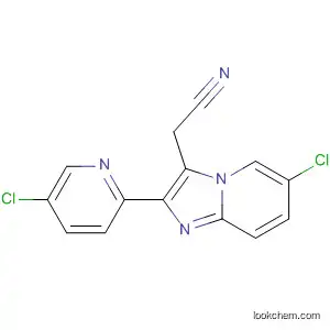 Molecular Structure of 88571-17-9 (Imidazo[1,2-a]pyridine-3-acetonitrile, 6-chloro-2-(5-chloro-2-pyridinyl)-)