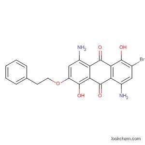 Molecular Structure of 88604-52-8 (9,10-Anthracenedione,
4,8-diamino-2-bromo-1,5-dihydroxy-6-(2-phenylethoxy)-)