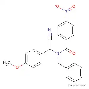 Molecular Structure of 88875-49-4 (Benzamide,
N-[cyano(4-methoxyphenyl)methyl]-4-nitro-N-(phenylmethyl)-)