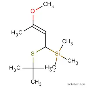 Molecular Structure of 88909-48-2 (Silane, [1-[(1,1-dimethylethyl)thio]-3-methoxy-2-butenyl]trimethyl-, (E)-)