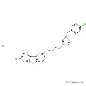 Molecular Structure of 88910-59-2 (1H-Imidazolium,
1-[3-[(7-chloro-2-dibenzofuranyl)oxy]propyl]-3-[(4-chlorophenyl)methyl]-,
bromide)