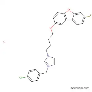 Molecular Structure of 88910-72-9 (1H-Imidazolium,
1-[(4-chlorophenyl)methyl]-3-[4-[(7-fluoro-2-dibenzofuranyl)oxy]butyl]-,
bromide)