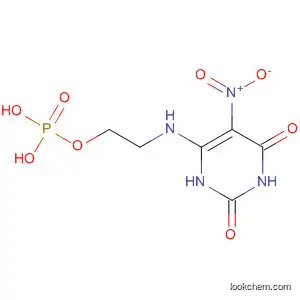 Molecular Structure of 89023-59-6 (2,4(1H,3H)-Pyrimidinedione, 5-nitro-6-[[2-(phosphonooxy)ethyl]amino]-)