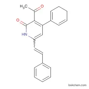 Molecular Structure of 89055-90-3 (2(1H)-Pyridinone, 3-acetyl-3,4-dihydro-4-phenyl-6-(2-phenylethenyl)-)