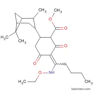 Molecular Structure of 89093-93-6 (Cyclohexanecarboxylic acid,
3-[1-(ethoxyamino)pentylidene]-2,4-dioxo-6-(2,6,6-trimethylbicyclo[3.1.1
]hept-3-yl)-, methyl ester)