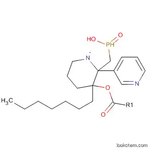 Molecular Structure of 89095-29-4 (Phosphinic acid, methyl[2-(3-pyridinyl)-1-piperidinyl]-, heptyl ester)