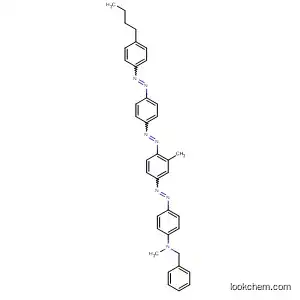 Molecular Structure of 89134-36-1 (Benzenemethanamine,
N-[4-[[4-[[4-[(4-butylphenyl)azo]phenyl]azo]-3-methylphenyl]azo]phenyl]-
N-methyl-)