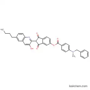 Molecular Structure of 89134-92-9 (Benzoic acid, 4-[methyl(phenylmethyl)amino]-,
2-(6-butyl-3-hydroxy-2-quinolinyl)-2,3-dihydro-1,3-dioxo-1H-inden-5-yl
ester)