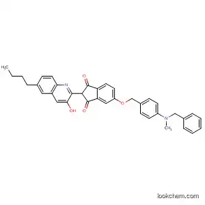 Molecular Structure of 89134-93-0 (1H-Indene-1,3(2H)-dione,
2-(6-butyl-3-hydroxy-2-quinolinyl)-5-[[4-[methyl(phenylmethyl)amino]phen
yl]methoxy]-)