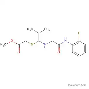 Molecular Structure of 89135-47-7 (Acetic acid,
[[1-[[[(2-fluorophenyl)amino]carbonyl]methylamino]-2-methylpropyl]thio]-,
methyl ester)