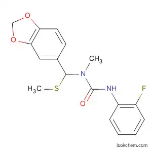 Molecular Structure of 89135-72-8 (Urea,
N-[1,3-benzodioxol-5-yl(methylthio)methyl]-N'-(2-fluorophenyl)-N-methyl-)