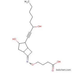 Molecular Structure of 89149-34-8 (Butanoic acid,
4-[[[3-hydroxy-2-(3-hydroxy-1-octynyl)bicyclo[3.2.0]hept-6-ylidene]amino
]oxy]-)