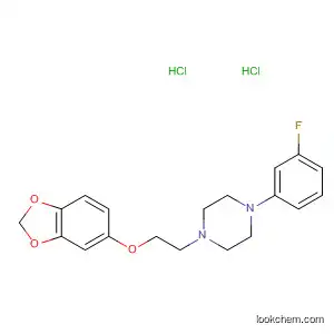Molecular Structure of 89223-24-5 (Piperazine, 1-[2-(1,3-benzodioxol-5-yloxy)ethyl]-4-(3-fluorophenyl)-,
dihydrochloride)