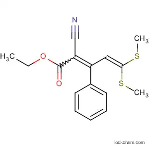 Molecular Structure of 89257-52-3 (2,4-Pentadienoic acid, 2-cyano-5,5-bis(methylthio)-3-phenyl-, ethyl
ester)