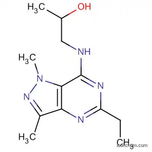 Molecular Structure of 89257-68-1 (2-Propanol,
1-[(5-ethyl-1,3-dimethyl-1H-pyrazolo[4,3-d]pyrimidin-7-yl)amino]-)