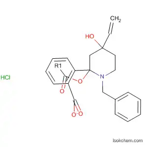 Molecular Structure of 89296-51-5 (4-Piperidinol, 4-ethenyl-1-(phenylmethyl)-, benzoate (ester),
hydrochloride)