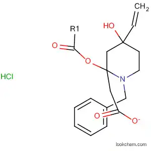 Molecular Structure of 89296-52-6 (4-Piperidinol, 4-ethenyl-1-(phenylmethyl)-, acetate (ester),
hydrochloride)