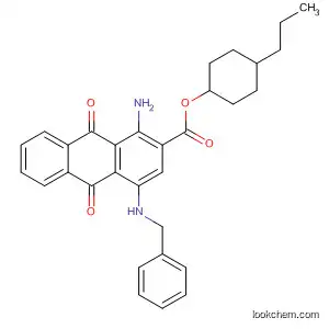 Molecular Structure of 89369-55-1 (2-Anthracenecarboxylic acid,
1-amino-9,10-dihydro-9,10-dioxo-4-[(phenylmethyl)amino]-,
4-propylcyclohexyl ester, trans-)