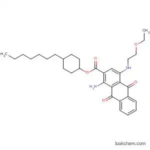 Molecular Structure of 89369-59-5 (2-Anthracenecarboxylic acid,
1-amino-4-[(2-ethoxyethyl)amino]-9,10-dihydro-9,10-dioxo-,
4-heptylcyclohexyl ester, trans-)