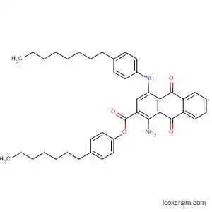 Molecular Structure of 89369-70-0 (2-Anthracenecarboxylic acid,
1-amino-9,10-dihydro-4-[(4-octylphenyl)amino]-9,10-dioxo-,
4-heptylphenyl ester)
