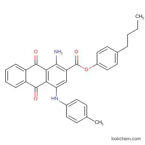 Molecular Structure of 89369-71-1 (2-Anthracenecarboxylic acid,
1-amino-9,10-dihydro-4-[(4-methylphenyl)amino]-9,10-dioxo-,
4-butylphenyl ester)