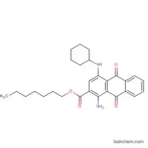 Molecular Structure of 89369-78-8 (2-Anthracenecarboxylic acid,
1-amino-4-(cyclohexylamino)-9,10-dihydro-9,10-dioxo-, heptyl ester)