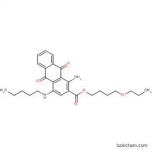 Molecular Structure of 89369-80-2 (2-Anthracenecarboxylic acid,
1-amino-9,10-dihydro-9,10-dioxo-4-(pentylamino)-, 4-propoxybutyl
ester)