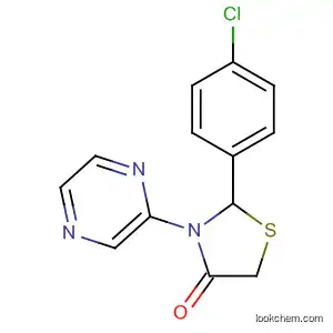 Molecular Structure of 89442-12-6 (4-Thiazolidinone, 2-(4-chlorophenyl)-3-pyrazinyl-)