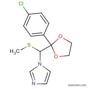 Molecular Structure of 89442-48-8 (1H-Imidazole,
1-[[2-(4-chlorophenyl)-1,3-dioxolan-2-yl](methylthio)methyl]-)