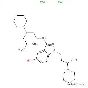 Molecular Structure of 89443-35-6 (1H-Indazol-5-ol,
3-[[5-methyl-3-(1-piperidinyl)hexyl]amino]-1-[3-(1-piperidinyl)butyl]-,
dihydrochloride)