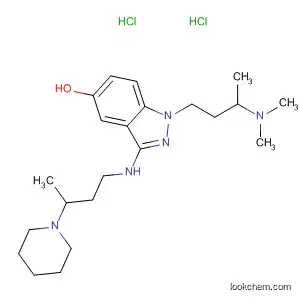Molecular Structure of 89443-39-0 (1H-Indazol-5-ol,
1-[3-(dimethylamino)butyl]-3-[[3-(1-piperidinyl)butyl]amino]-,
dihydrochloride)