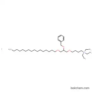 Molecular Structure of 89449-45-6 (1-Butanaminium,
N,N,N-triethyl-4-[3-(hexadecyloxy)-2-(phenylmethoxy)propoxy]-, iodide)