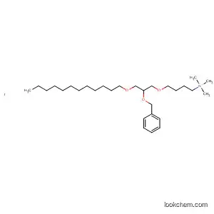 Molecular Structure of 89449-52-5 (1-Butanaminium,
4-[3-(dodecyloxy)-2-(phenylmethoxy)propoxy]-N,N,N-trimethyl-, iodide)