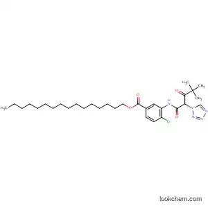Molecular Structure of 89485-94-9 (Benzoic acid,
4-chloro-3-[[4,4-dimethyl-1,3-dioxo-2-(1H-tetrazol-1-yl)pentyl]amino]-,
hexadecyl ester)