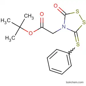 Molecular Structure of 89570-26-3 (1,2,4-Dithiazolidine-4-acetic acid, 3-oxo-a-phenyl-5-thioxo-,
1,1-dimethylethyl ester)