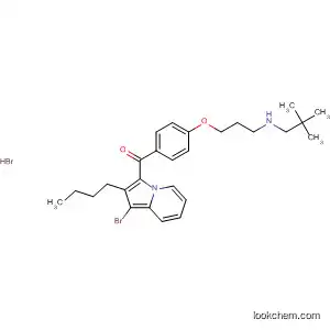 Molecular Structure of 89623-45-0 (Methanone,
(1-bromo-2-butyl-3-indolizinyl)[4-[3-[(2,2-dimethylpropyl)amino]propoxy]
phenyl]-, hydrobromide)