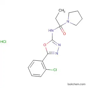 Molecular Structure of 89758-11-2 (1-Pyrrolidinepropanamide, N-[5-(2-chlorophenyl)-1,3,4-oxadiazol-2-yl]-,
monohydrochloride)