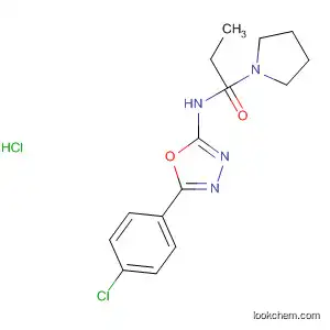 Molecular Structure of 89758-12-3 (1-Pyrrolidinepropanamide, N-[5-(4-chlorophenyl)-1,3,4-oxadiazol-2-yl]-,
monohydrochloride)