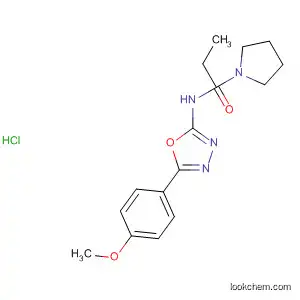 Molecular Structure of 89758-13-4 (1-Pyrrolidinepropanamide,
N-[5-(4-methoxyphenyl)-1,3,4-oxadiazol-2-yl]-, monohydrochloride)