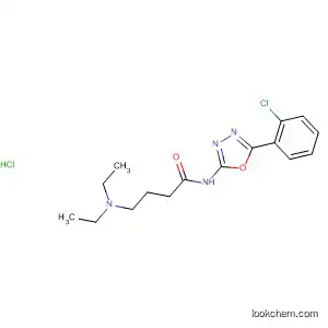 Molecular Structure of 89758-47-4 (Butanamide,
N-[5-(2-chlorophenyl)-1,3,4-oxadiazol-2-yl]-4-(diethylamino)-,
monohydrochloride)