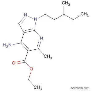 Molecular Structure of 89865-73-6 (1H-Pyrazolo[3,4-b]pyridine-5-carboxylic acid,
4-amino-6-methyl-1-(3-methylpentyl)-, ethyl ester)