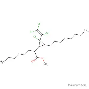 Molecular Structure of 89878-82-0 (Cyclopropaneoctanoic acid, 2-chloro-3-octyl-2-(trichloroethenyl)-,
methyl ester)