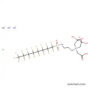 Molecular Structure of 89880-77-3 (1-Propanaminium,
N,N,N-tris(carboxymethyl)-3-[[(heptadecafluorooctyl)sulfonyl]amino]-,
chloride, trisodium salt)