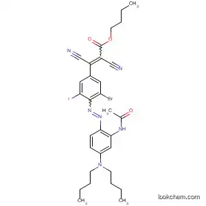 Molecular Structure of 89904-23-4 (2-Propenoic acid,
3-[4-[[2-(acetylamino)-4-(dibutylamino)phenyl]azo]-3-bromo-5-iodophen
yl]-2,3-dicyano-, butyl ester)