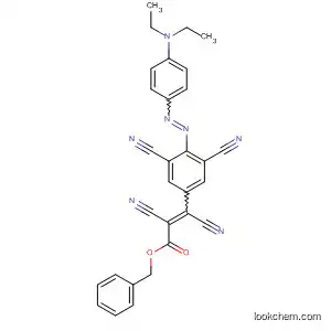 Molecular Structure of 89904-27-8 (2-Propenoic acid,
2,3-dicyano-3-[3,5-dicyano-4-[[4-(diethylamino)phenyl]azo]phenyl]-,
phenylmethyl ester)