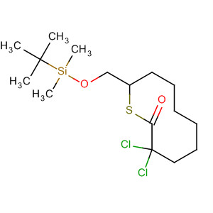 Molecular Structure of 89908-64-5 (2H-Thiecin-2-one,
3,3-dichloro-10-[[[(1,1-dimethylethyl)dimethylsilyl]oxy]methyl]-3,4,7,8,9,1
0-hexahydro-, (E)-)