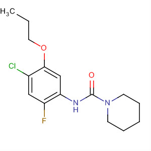 Molecular Structure of 89915-69-5 (1-Piperidinecarboxamide, N-(4-chloro-2-fluoro-5-propoxyphenyl)-)